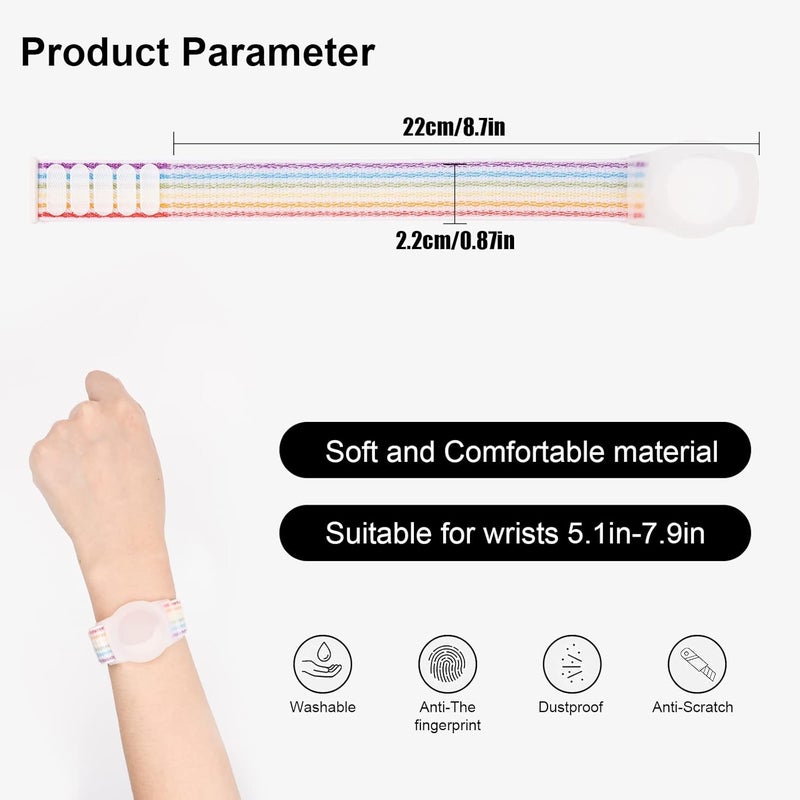 FNCOLL 2 Pack Kids Wristband for AirTag, Nylon Watch Band GPS Tracker Holder Protective Case Compatible with Apple Air Tag, Adjustable Anti-lost Bracelet for Toddler Baby Children Elders - Image 3